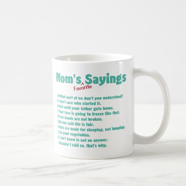 Mom's favourite sayings on gifts for her. coffee mug (Right)