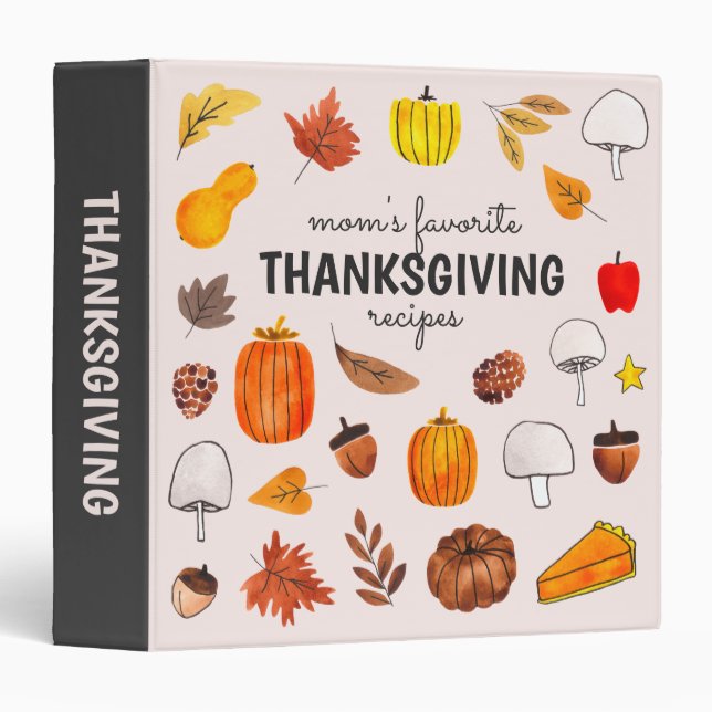 Mom's Favourite Thanksgiving Recipe Book Binder (Front/Spine)