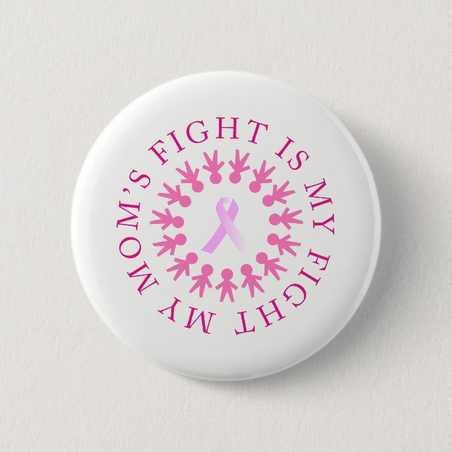 Mom's Fight Breast Cancer Awareness Button (Front)