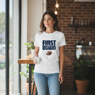 Mom's First Year Down Football Mommy T-Shirt