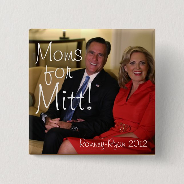 Moms for Mitt! 2 Inch Square Button (Front)
