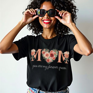 Mom's Forever Queen Floral Heart T-Shirt