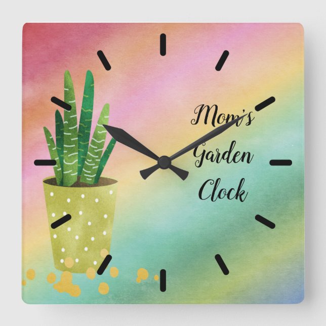 Mom's Garden Clock with Potted Plant (Front)