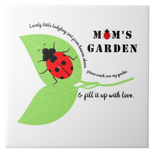 Mom's Garden Ladybug Large Ceramic Tile (Front)