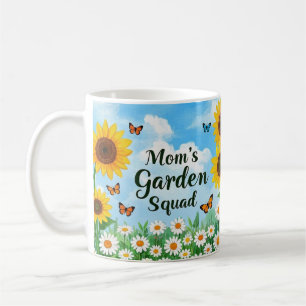 Mom's Garden Squad Sunflowers Daisies Butterflies Coffee Mug