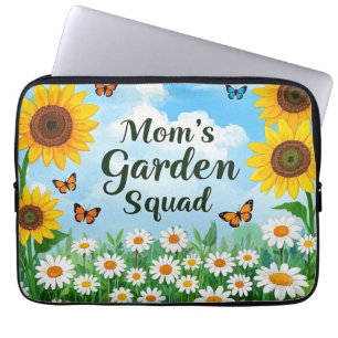 Mom's Garden Squad Sunflowers Daisies Butterflies Laptop Sleeve