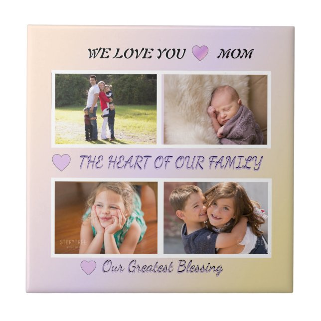 Mom's Grace - Pastel 4 Photo Tribute Tile (Front)