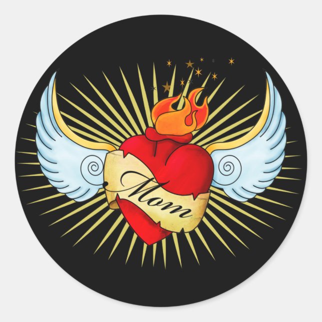 Mom's Heart Classic Round Sticker (Front)