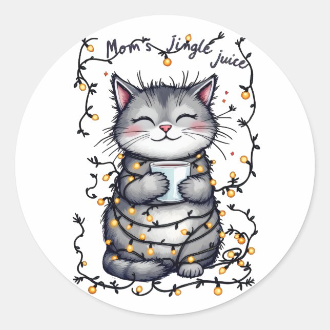 Mom's Jingle Juice  Classic Round Sticker (Front)