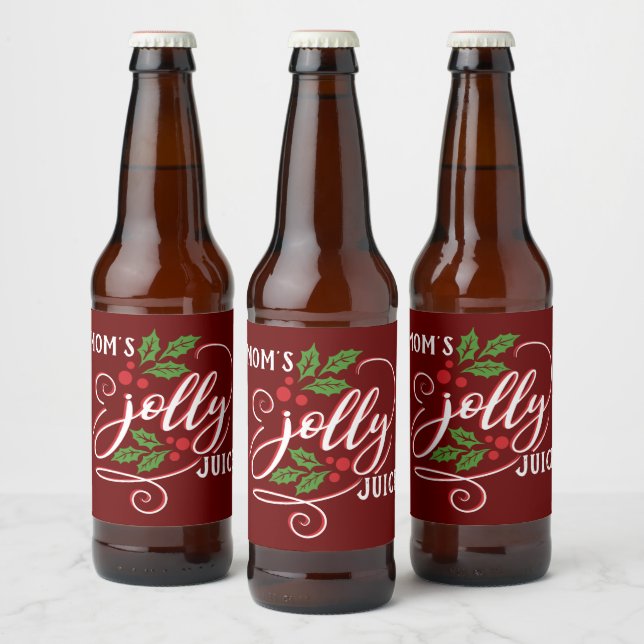 Mom's Jolly Juice Christmas Cheer Beer Bottle Beer Bottle Label (Bottles)