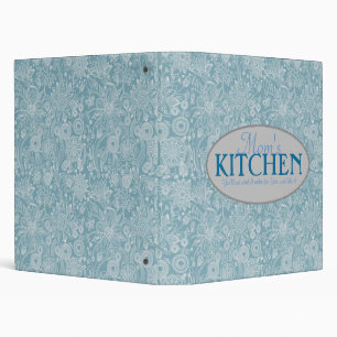 Mom's Kitchen 1 Inch Blue Floral Recipe Binder