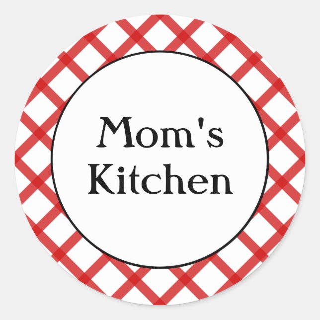 Mom's Kitchen Custom Red Lattice Sticker (Front)