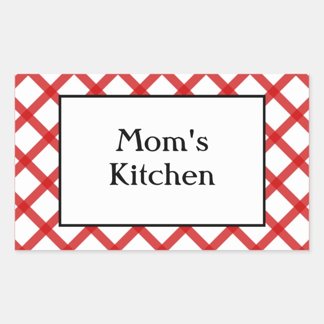 Moms Kitchen Custom Saying Red Checks Sticker (Front)