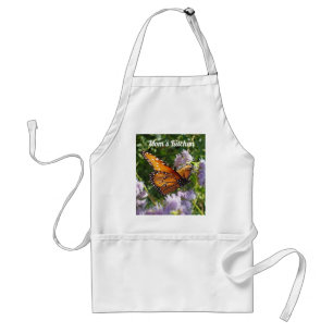 Mom's Kitchen Orange Monarch Butterfly Floral Standard Apron