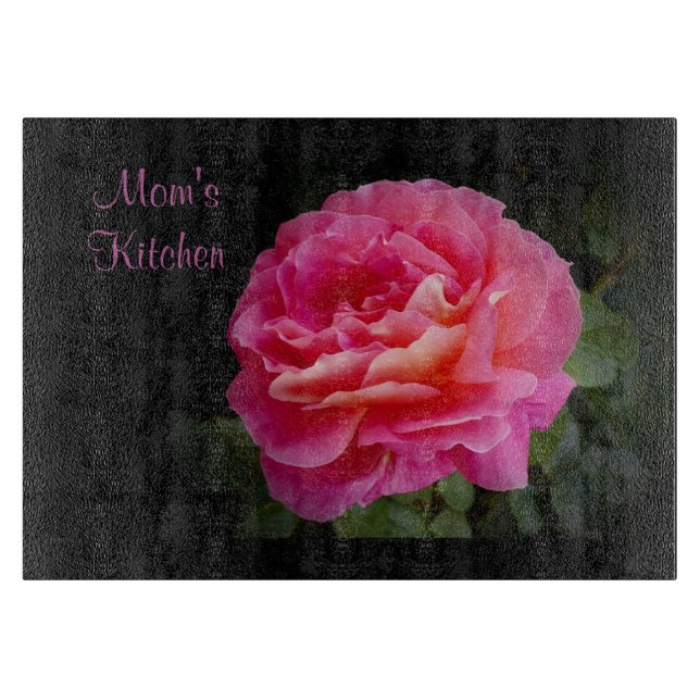 Mom's Kitchen Personalized Glass Cutting Board (Front)