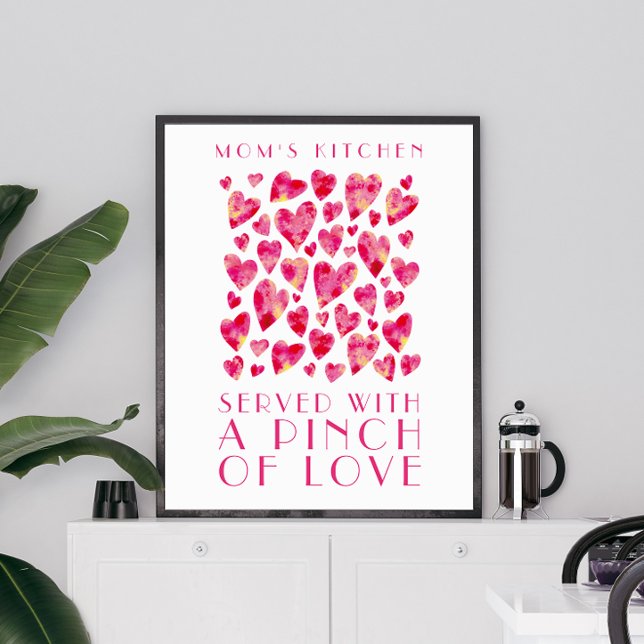 Mom's Kitchen Pink Love Heart Quote Art Poster (Creator Uploaded)