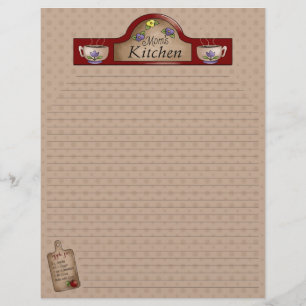 Mom's Kitchen Recipe Pages (Lined)
