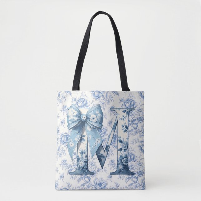 Mom's Light Blue Chinoiseries Large Shoulder Tote Bag (Front)