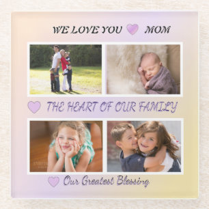 Mom's Light - Pastel 4 Photo Tribute Glass Coaster