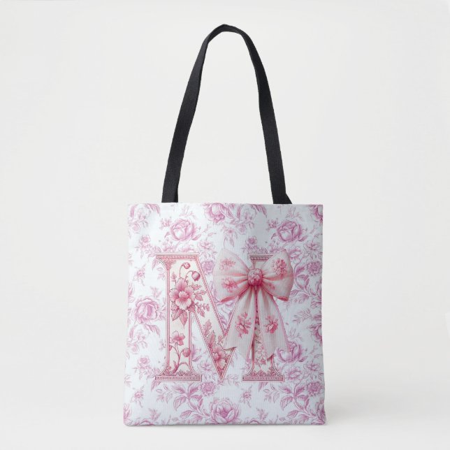 Mom's Light Pink Chinoiserie Large Shoulder Tote Bag (Front)