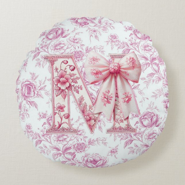 Mom's Light Pink Chinoiserie Round Pillow (Front)