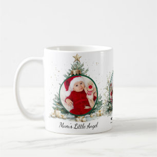 Mom's Little Angel 3 Photo with Ornaments Trees Coffee Mug