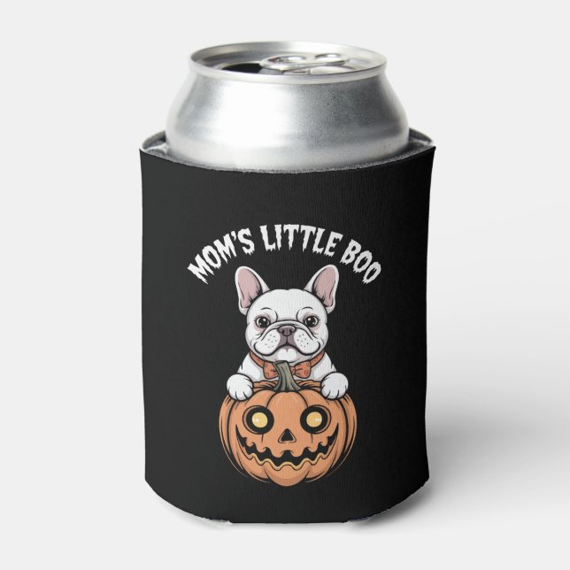 Mom's Little Boo French Bulldog Hallowen Can Cooler (Can Front)