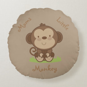Moms Little Monkey Round Pillow