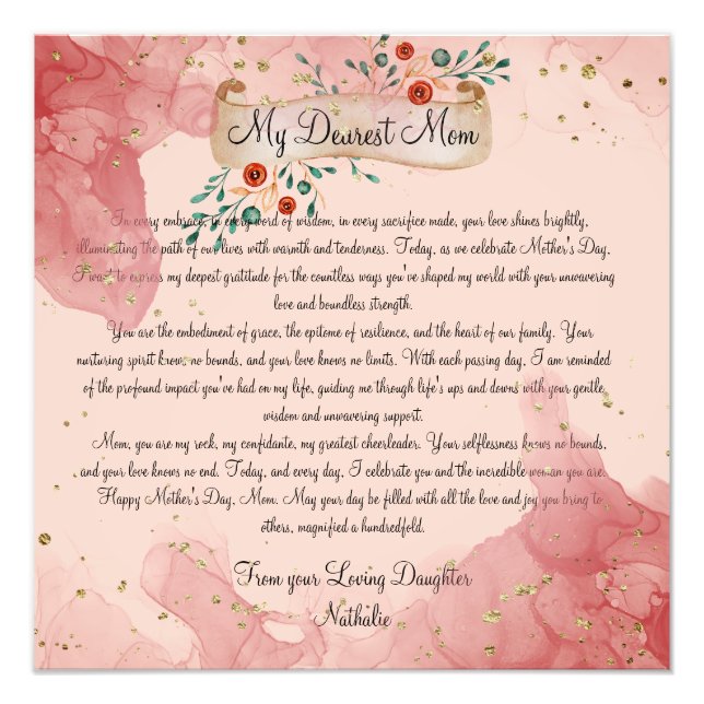 Mom's Love: A Timeless Tribute to Mom Photo Print (Front)