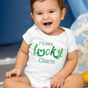 Mom's Lucky Charm   Customizable St Patrick's Day Baby Bodysuit
