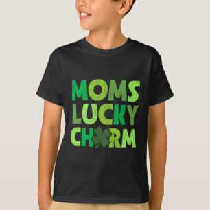 Moms Lucky Charm Irish Clovers Kids Boy Girl St Pa T-Shirt