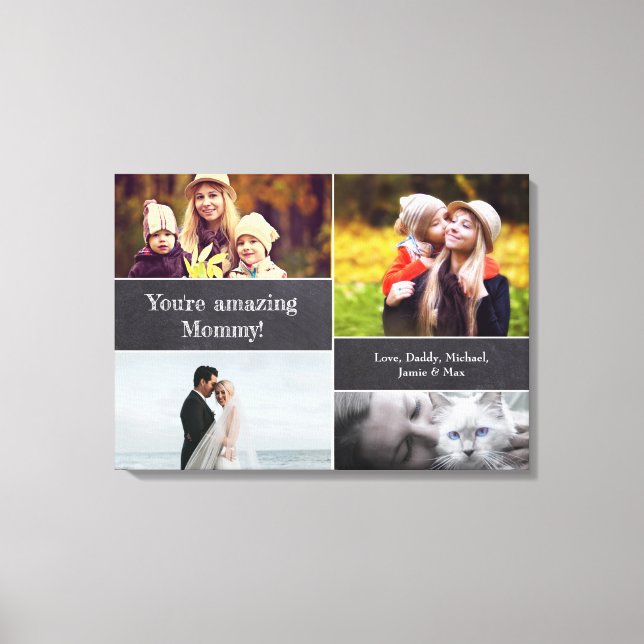 "Mom's Memory Canvas: Personalized Photo Collage W Canvas Print (Front)