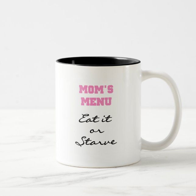 Mom's Menu T-shirts and Gifts Two-Tone Coffee Mug (Right)