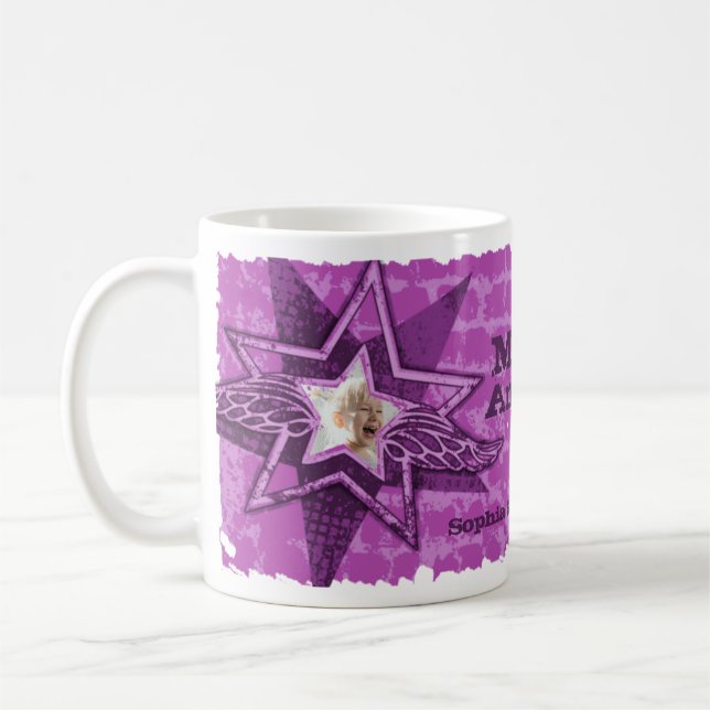 Mom's/Mom's Angels in stars purple mug (Left)
