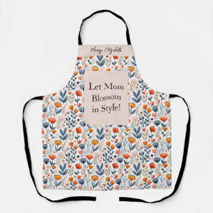 Mom's Mother's Day Skandinavian Floral Name Apron