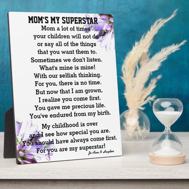 MOMS MY SUPTER STAR Tabletop Plaque with Easel (Side)