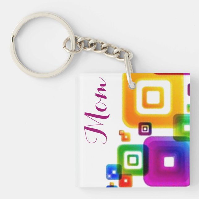 Mom's Photo Abstract Design Keychain (Front)