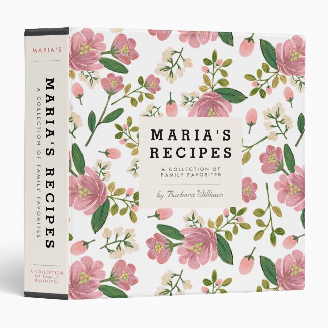 Mom's Recipe Binder - Blush Bouquet (Front/Spine)