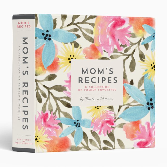 Mom's Recipe Binder - Paradise Floral (Front/Spine)