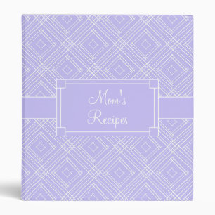 Mom's Recipe Book Lavender & White Diamond Pattern Binder