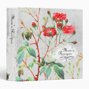 Mom's Recipe Book Red Rose Garden Floral Binder