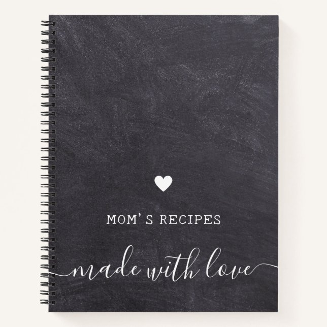  Mom's Recipes Made With Love Rustic Chalkboard  Notebook (Front)