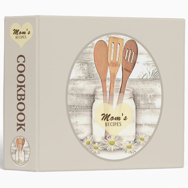 Moms Recipes Mason Jar Cookbook Binder (Front/Spine)