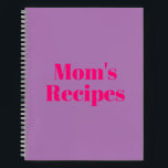 Mom's Recipes, Mother's day or Birthday gift Noteb Notebook<br><div class="desc">Mom's Recipes,  Mother's day or Birthday gift Notebook
Customize name,  monogram,  text,  or leave it as is
Hot pink fuchsia letters,  lavender lilac background,  spiral bound
great gift for mom!</div>