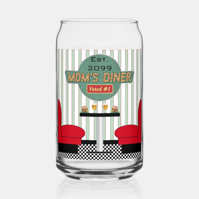 Mom's Retro Diner Drinkware Can Glass (Back)