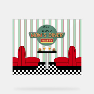 Mom's Retro Diner with Burgers & Beer Acrylic Sign