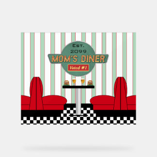 Mom's Retro Diner with Burgers & Beer Acrylic Sign