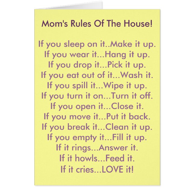 Mom's Rules Of The House (Front)