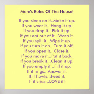 Mom's Rules Of The House Poster