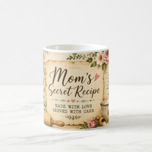 Mom's Secret Recipe Kitchen Coffee Mug with Floral